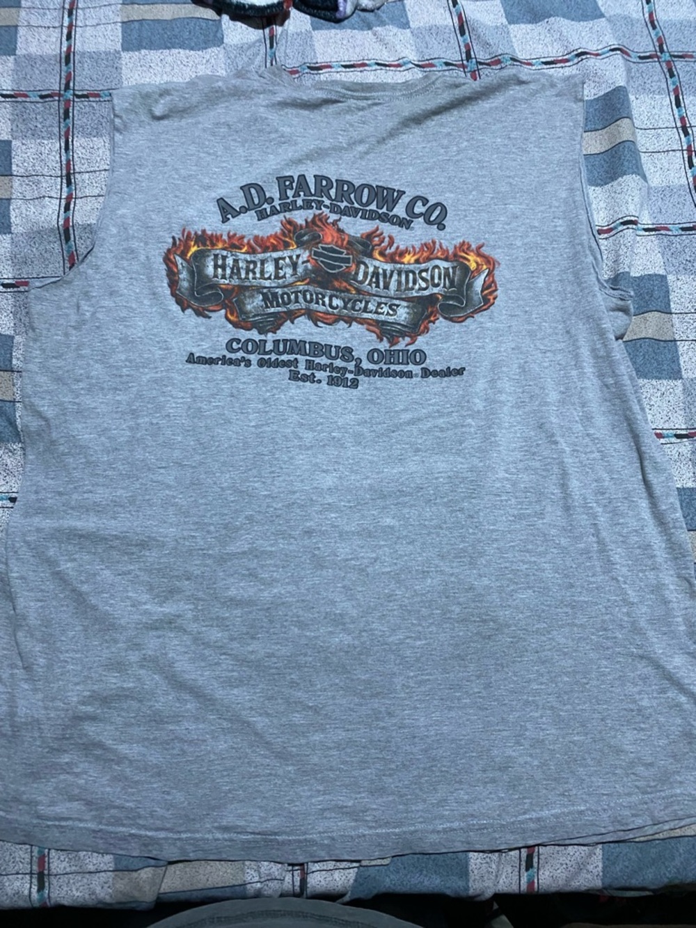 Harley-Davidson A.D. Farrow Co. Columbus Ohio Sleeveless Gray T-Shirt